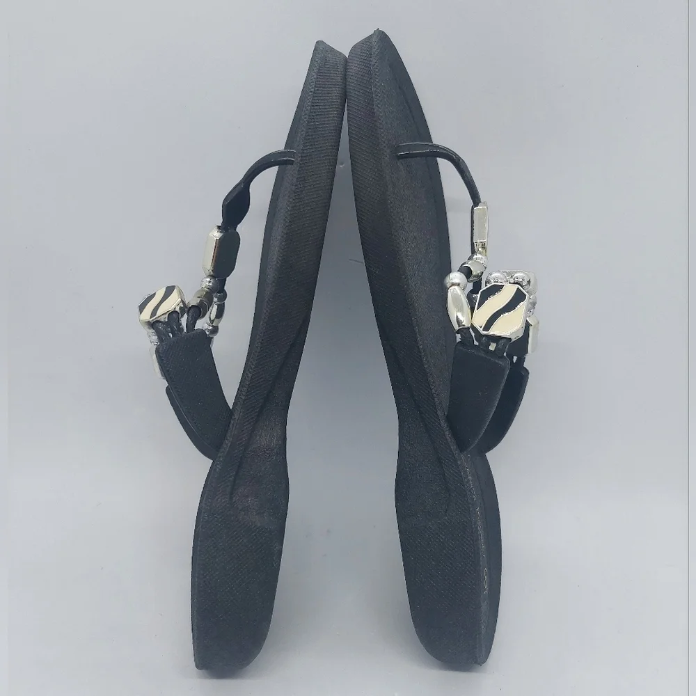 Kristen's Kloset Sandals Beach Pool Thong Jeweled Flip Flops Black Size 8